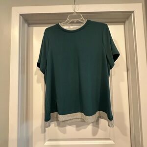 Nine Britton Teal and Gray Short Sleeve Top